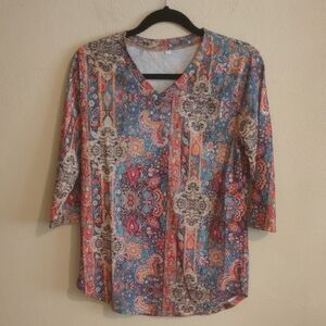 Bohemian Paisley V-Neck Blouse
